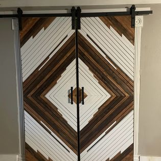 White and Wood Sliding barn door