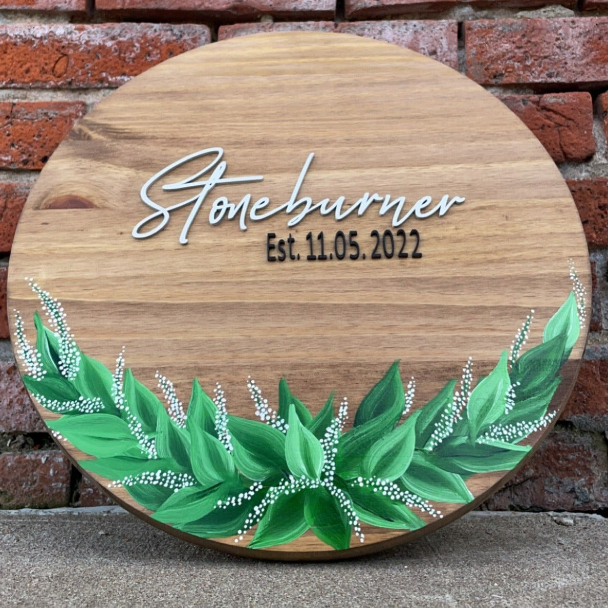 Greenery Family Name Sign- Hand Painted